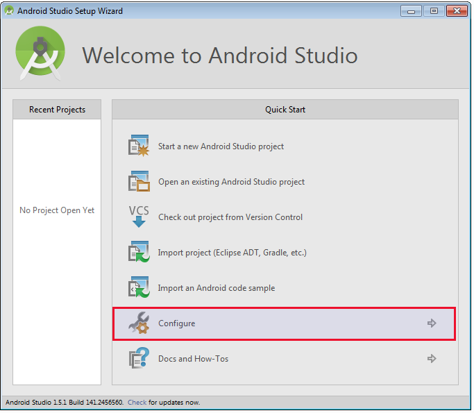 Install Android (API 19) Step 1