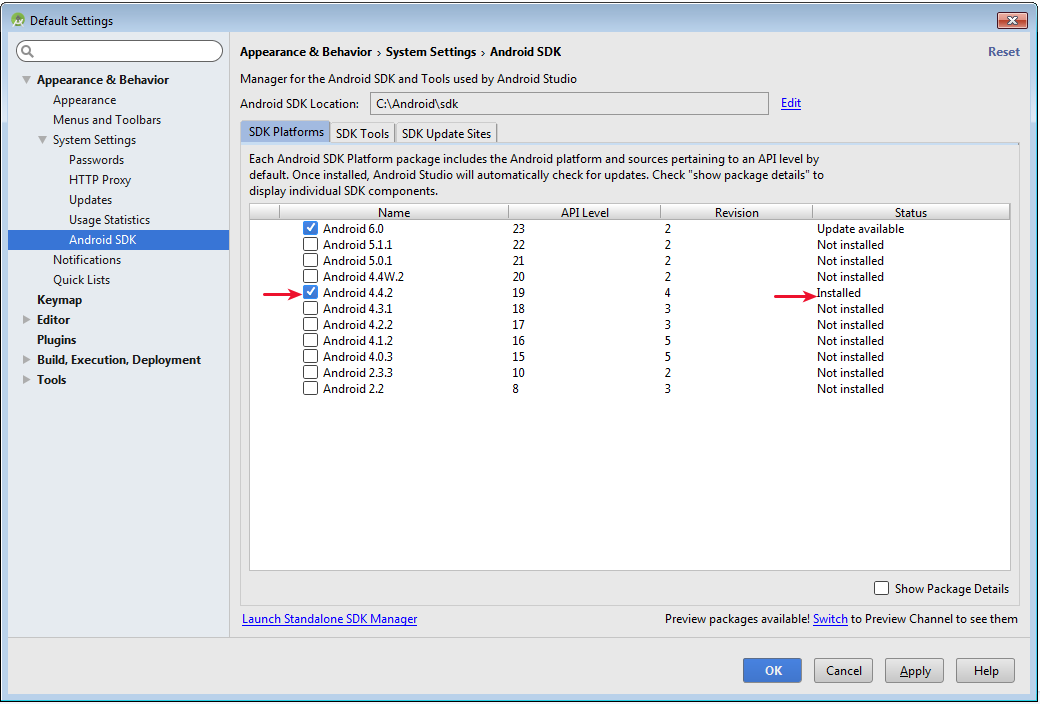 Install Android (API 19) Step 7