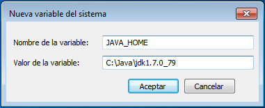 Set environment variable JAVA_HOME