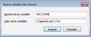 Set environment variable ANT_HOME