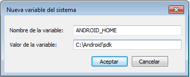 Set environment variable ANDROID_HOME